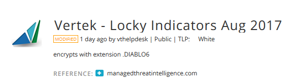 Locky DIABLO6 Ransomware Campaign Launched - IoCs and OTX