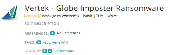 Globe Imposter Ransomware - IoCs and OTX