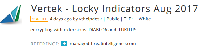 Locky Now Pushing .Lukitus Variant - IoCs and OTX