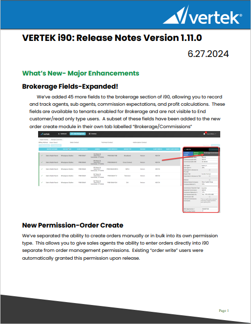 i90 Release Notes 1.11.0